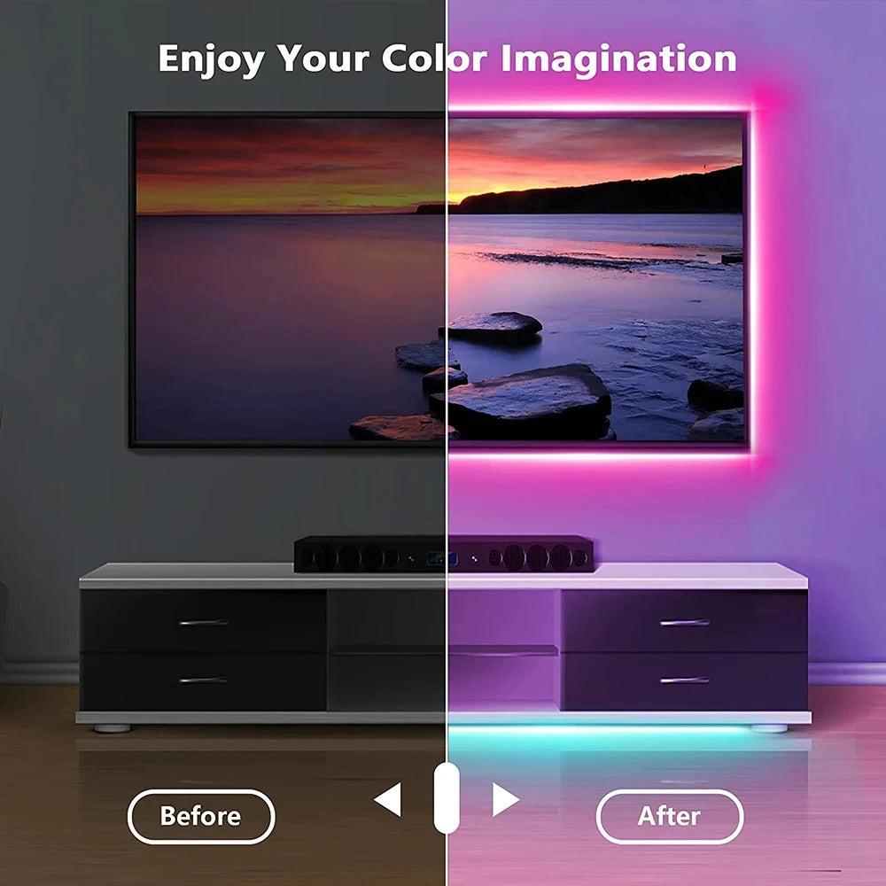 Bluetooth LED Strip Lights: RGB, App Control, 5V USB