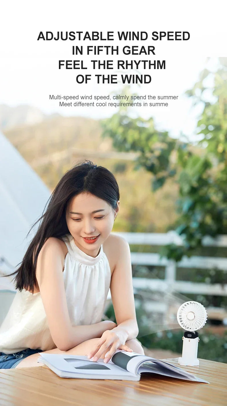 Hands-Free Cooling with Phone Mount: 5000mAh Battery