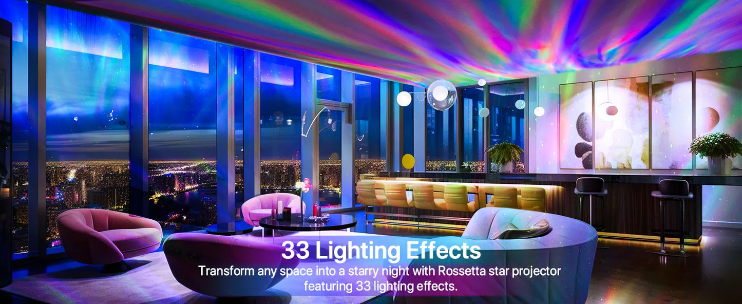 Proyector de Galaxias y Estrellas con Parlante Bluetooth, Ruido Blanco y Efecto Aurora, Color Gris