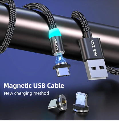Cable Magnético USB Tipo C Micro USB iPhone Carga Rápida Transferencia Datos LED