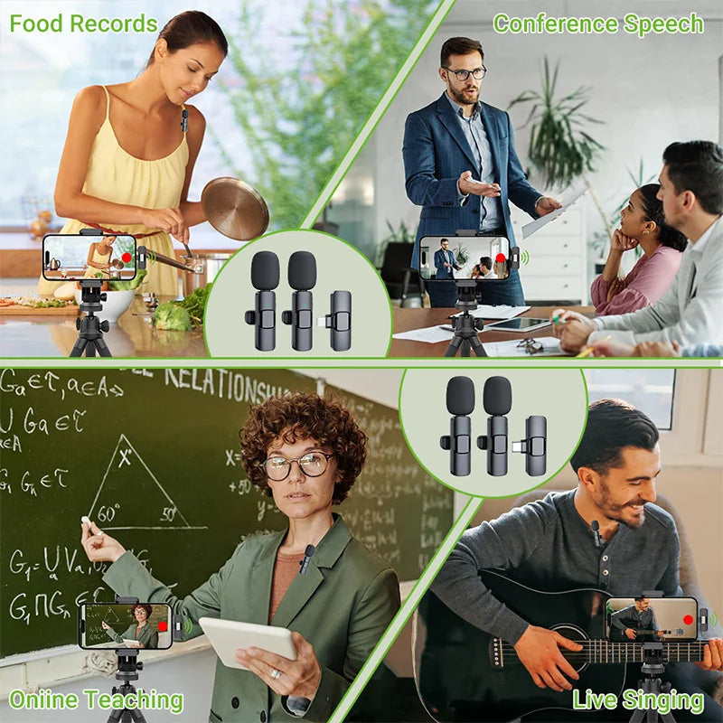 Micrófono Lavalier Inalámbrico 2.4G para Grabación de Audio y Video Compatible con iPhone y Android