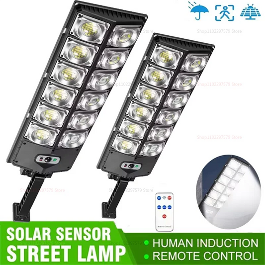 Luz LED Solar Exterior con Sensor de Movimiento, Impermeable, 3 Modos, Control Remoto