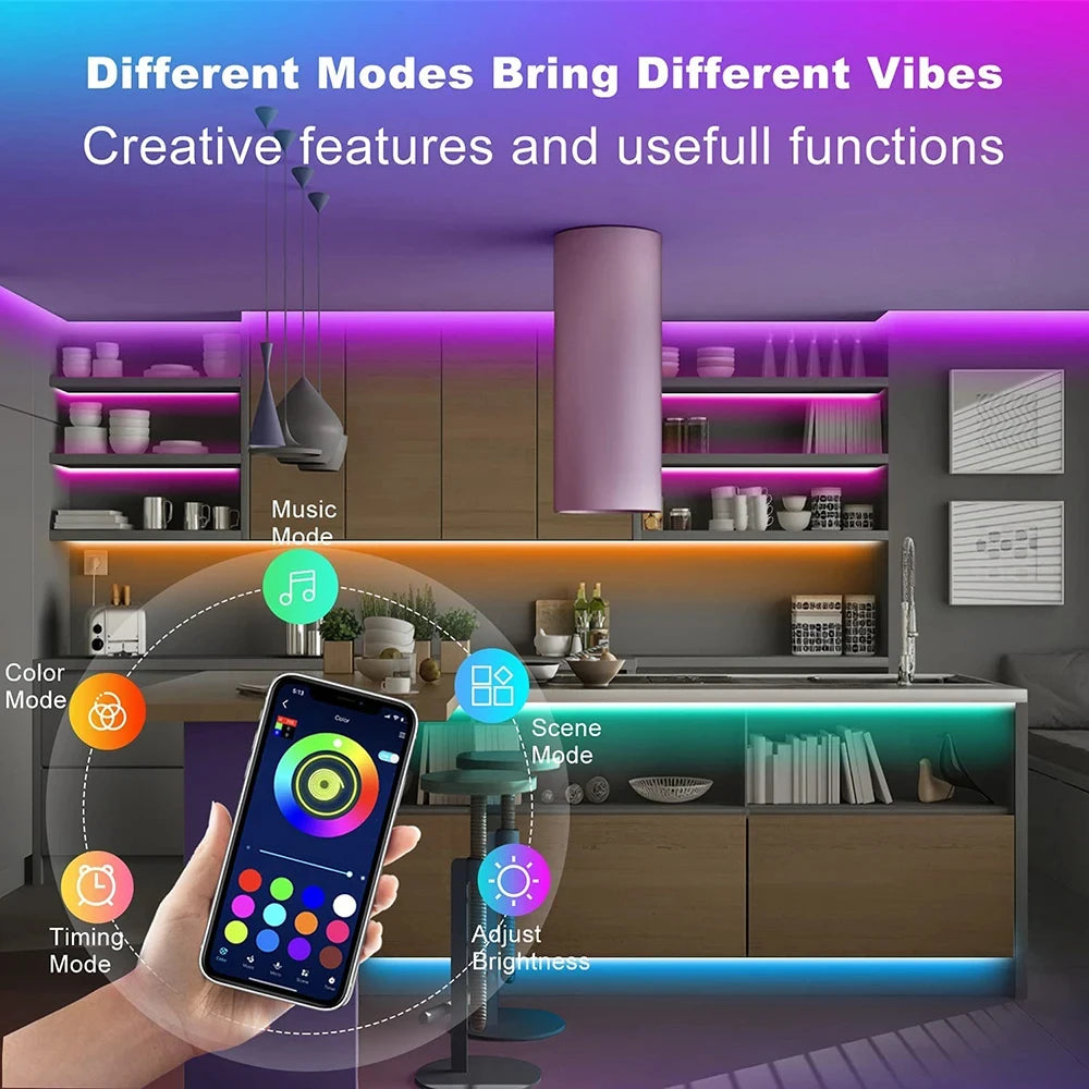 Bluetooth LED Strip Lights: RGB, App Control, 5V USB