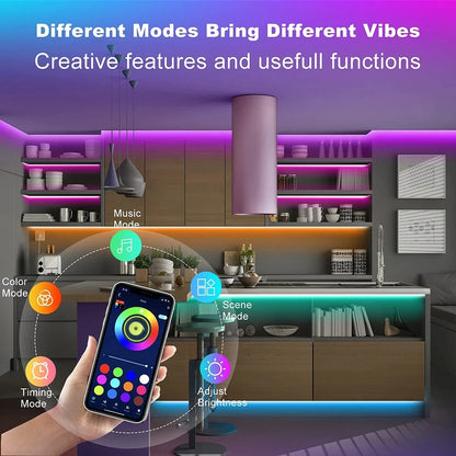Bluetooth LED Strip Lights: RGB, App Control, 5V USB