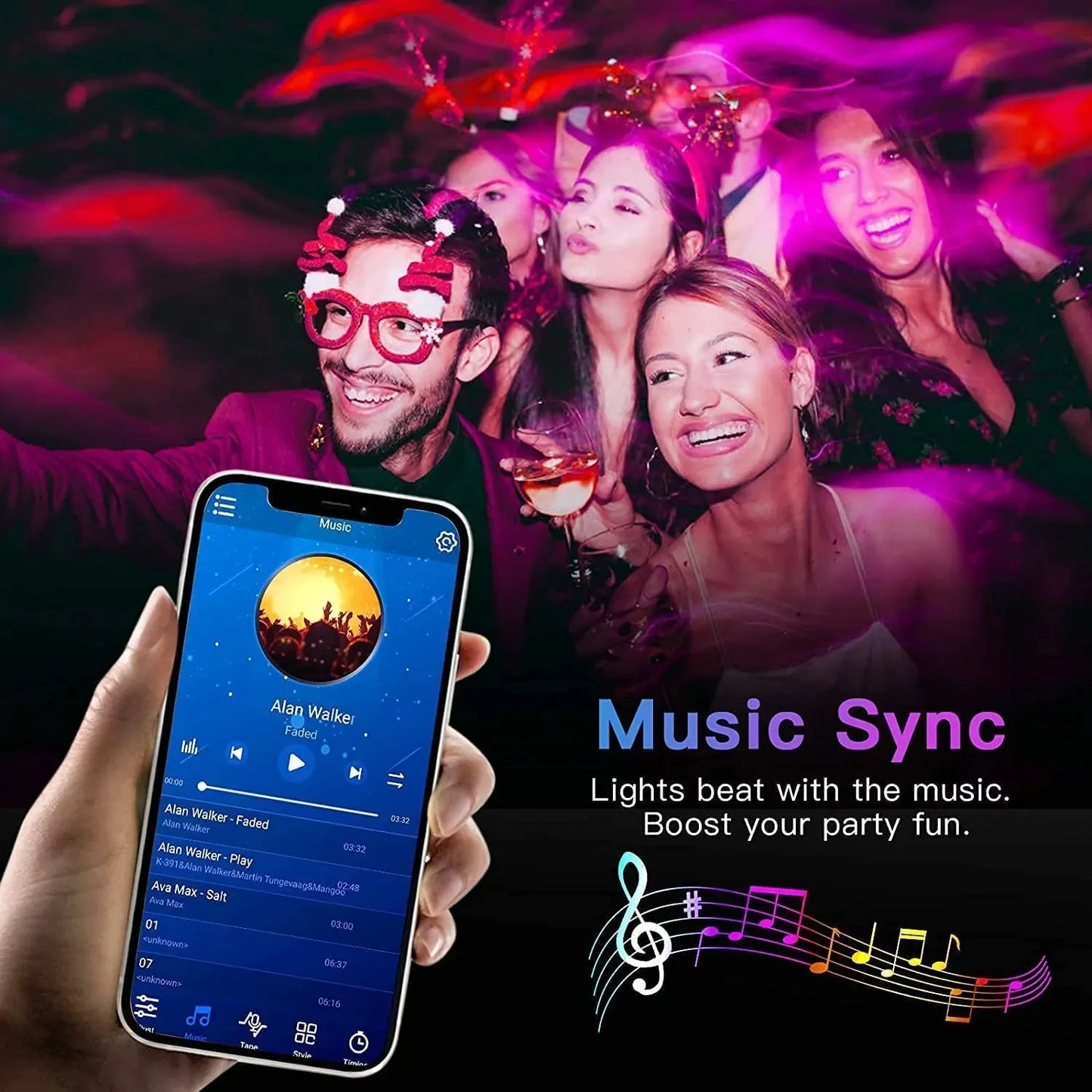 Bluetooth LED Strip Lights: RGB, App Control, 5V USB