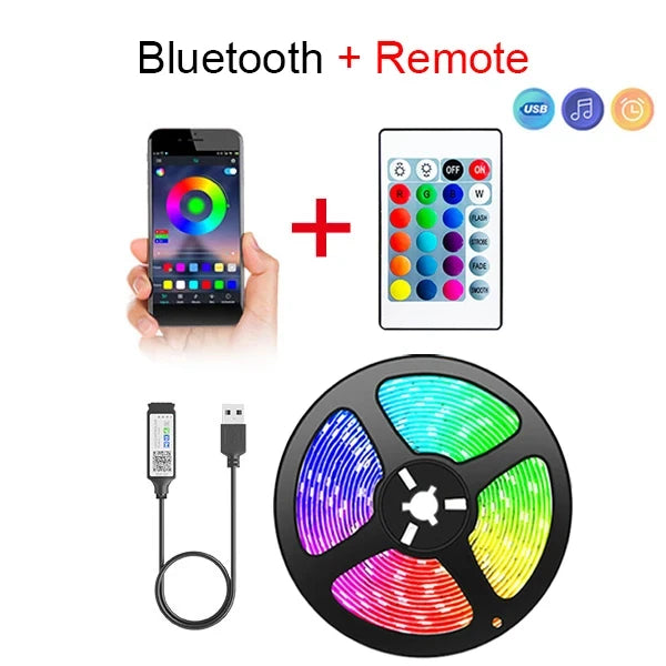 Bluetooth LED Strip Lights: RGB, App Control, 5V USB