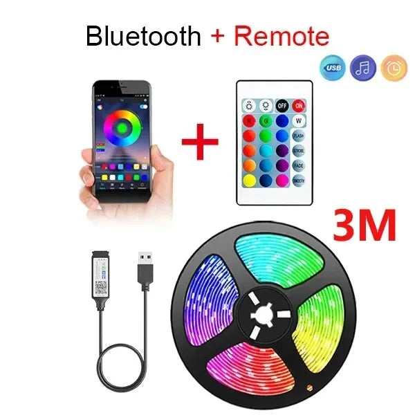 Bluetooth LED Strip Lights: RGB, App Control, 5V USB