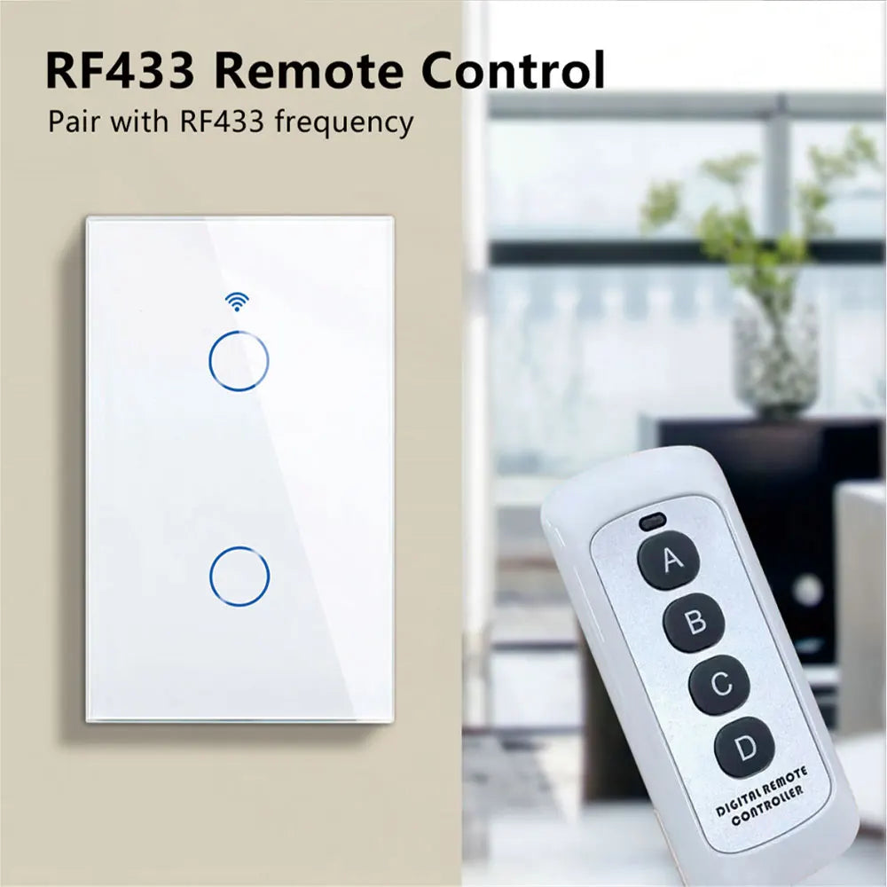 Interruptor de Pared Inteligente WiFi RF433 con Sensor Táctil para Luz LED, Sin Cable Neutro, Compatible con Alexa y Google Home
