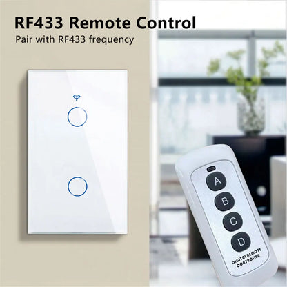 Interruptor de Pared Inteligente WiFi RF433 con Sensor Táctil para Luz LED, Sin Cable Neutro, Compatible con Alexa y Google Home
