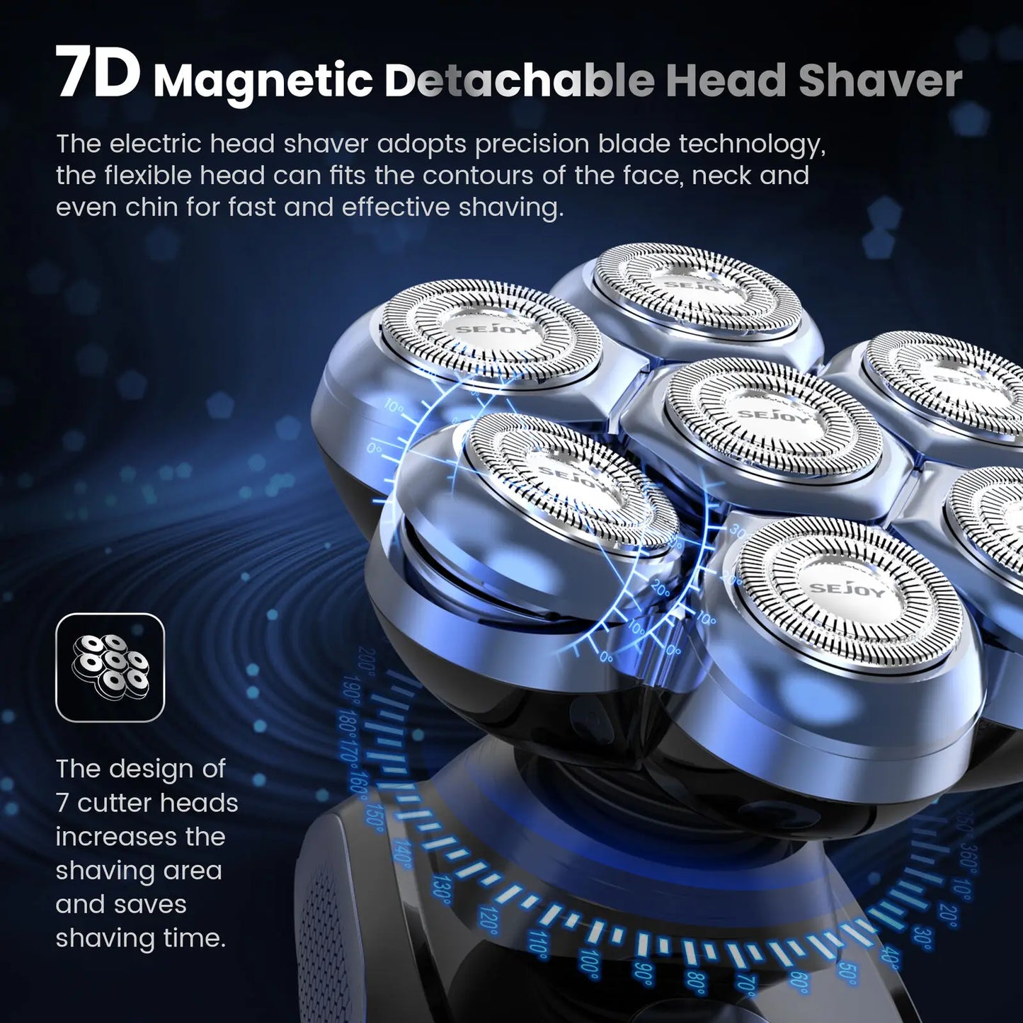 Bald Head Shaver Electric Razor, 5-in-1 Beard Trimmer Kit, Waterproof Mens Shaver
