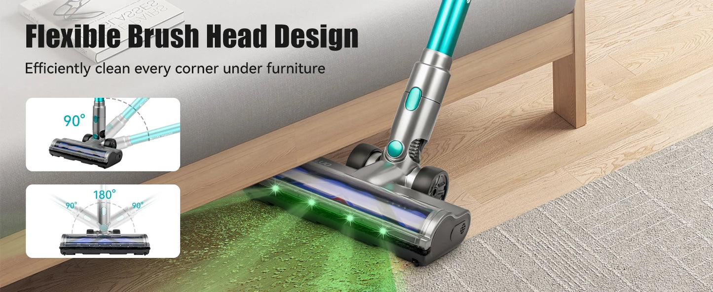 Lightweight E.LUO Cordless Vacuum with Powerful Suction & Dust Sensor - 60 Min Runtime, Perfect for Home, Pets & Auto