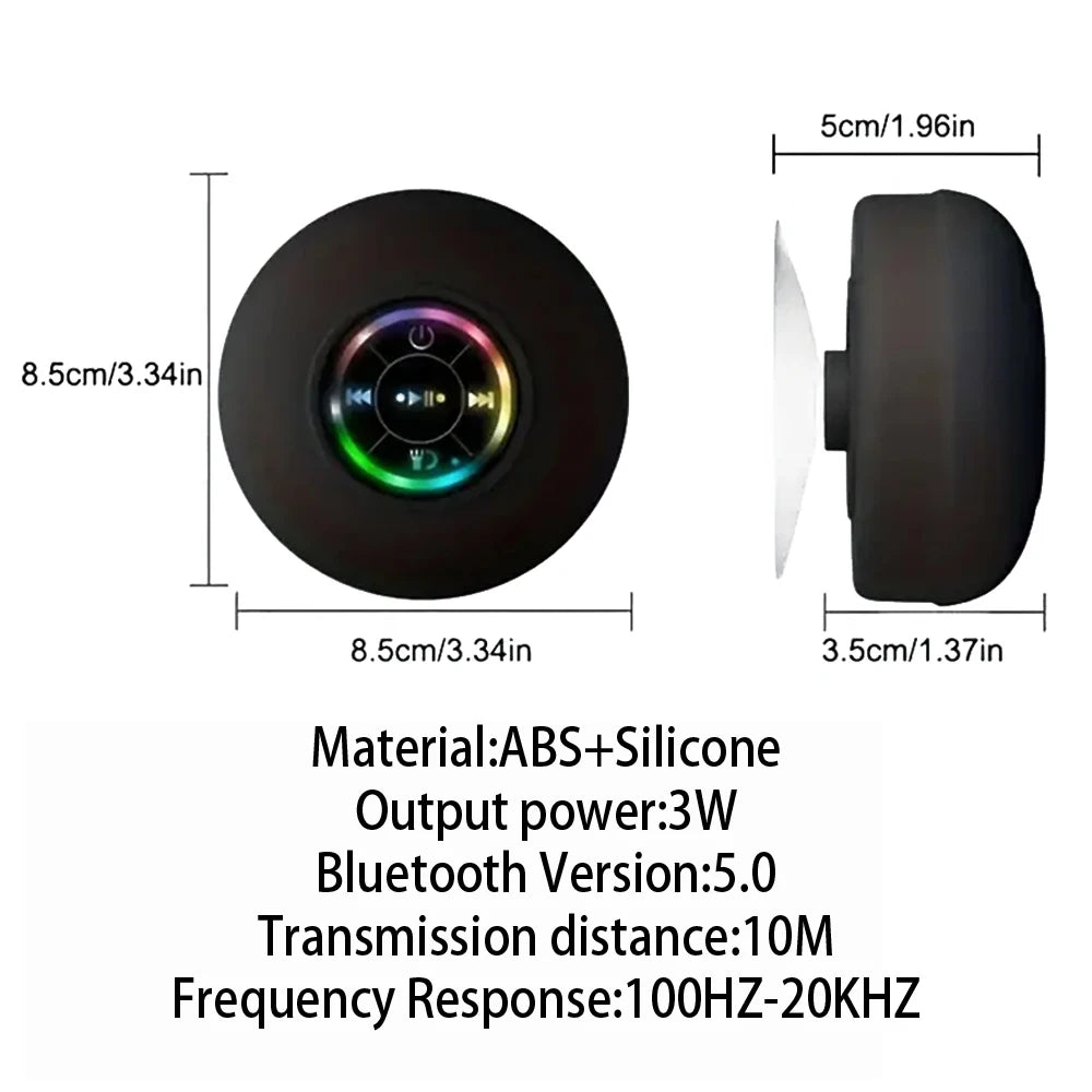Altavoz Bluetooth Inalámbrico Portátil IPX4 con Ventosa de Succión y Luz LED