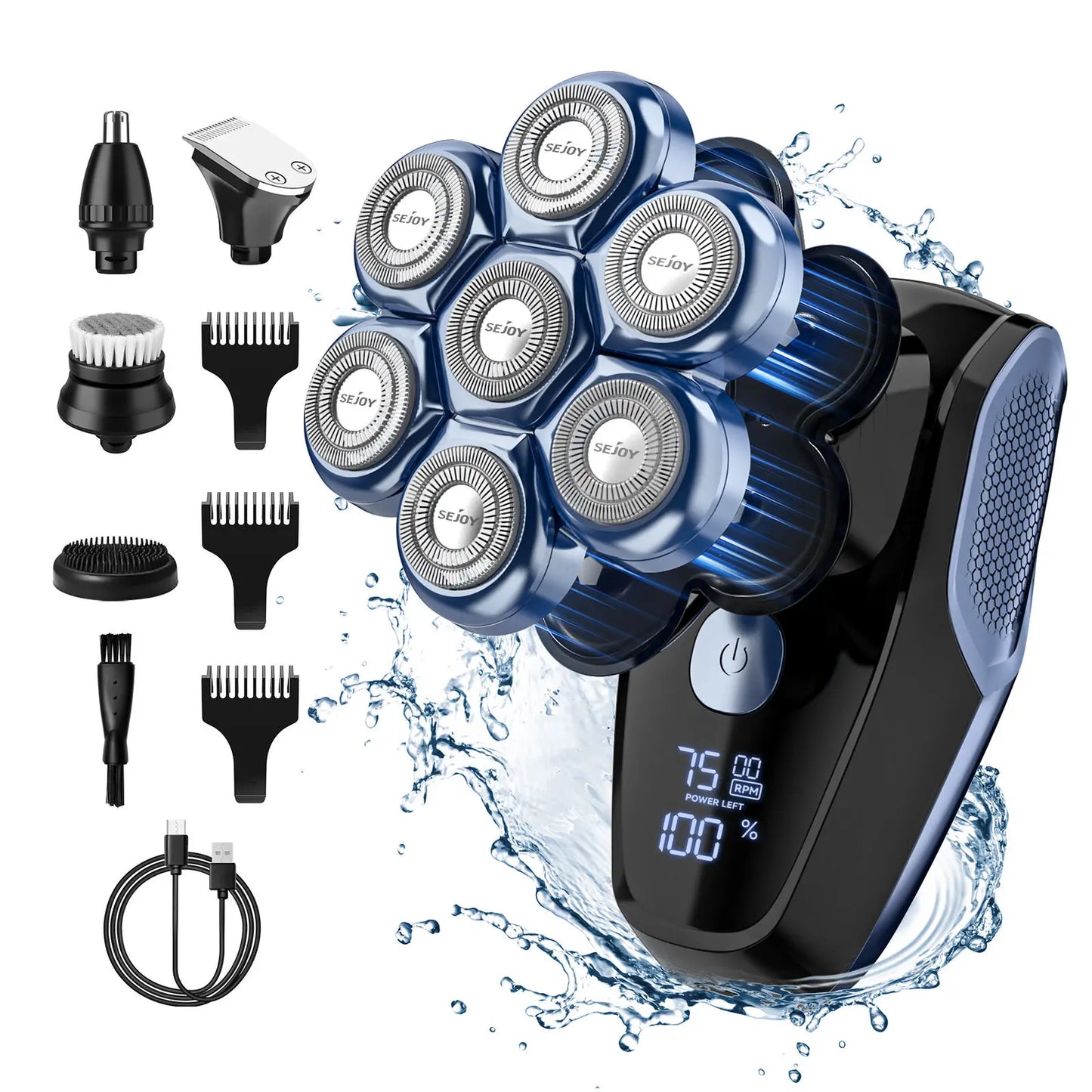 Bald Head Shaver Electric Razor, 5-in-1 Beard Trimmer Kit, Waterproof Mens Shaver