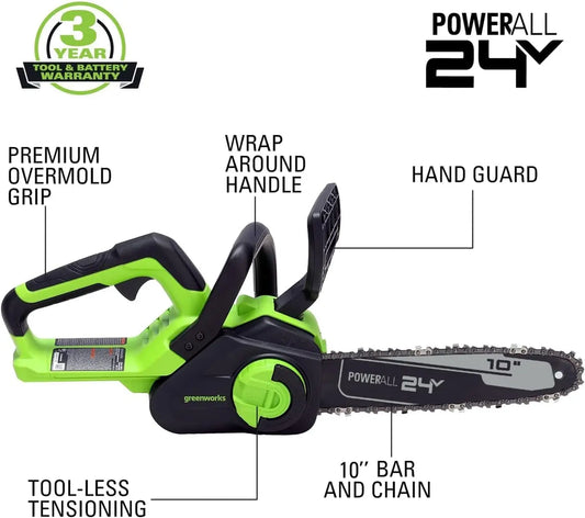24V Cordless Chainsaw & Pole Saw Combo Kit - Battery and Charger Included