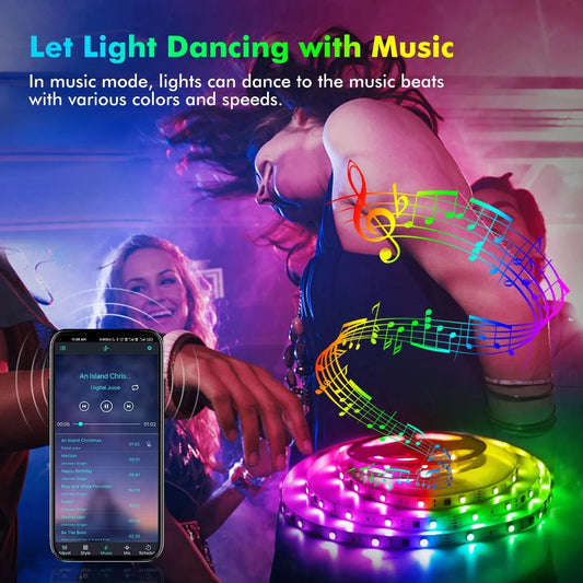 Bluetooth LED Strip Lights: RGB, App Control, 5V USB