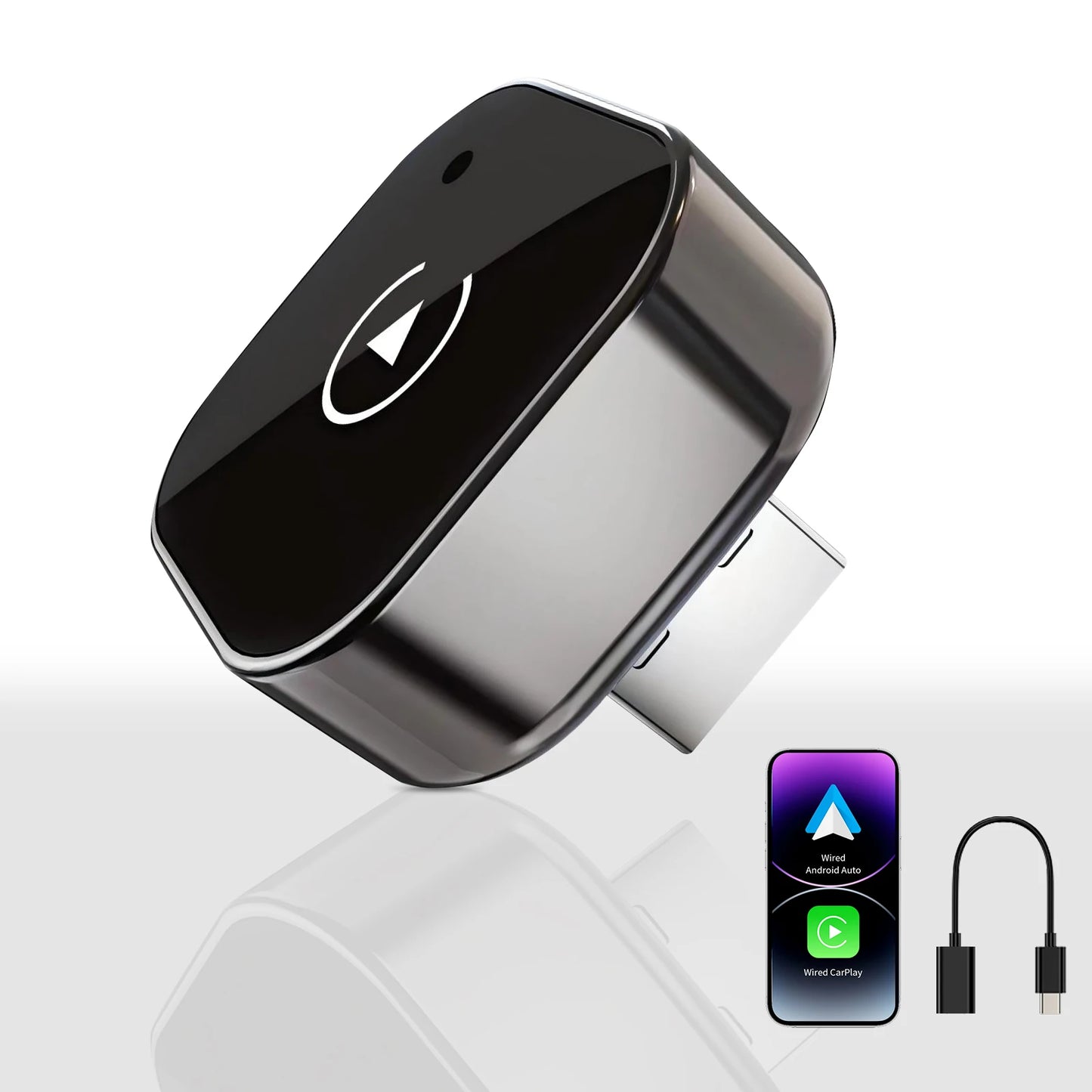 Adaptador Inalámbrico 2 en 1 CarPlay y Android Auto, 5GHz WiFi, USB/Tipo-C Plug and Play