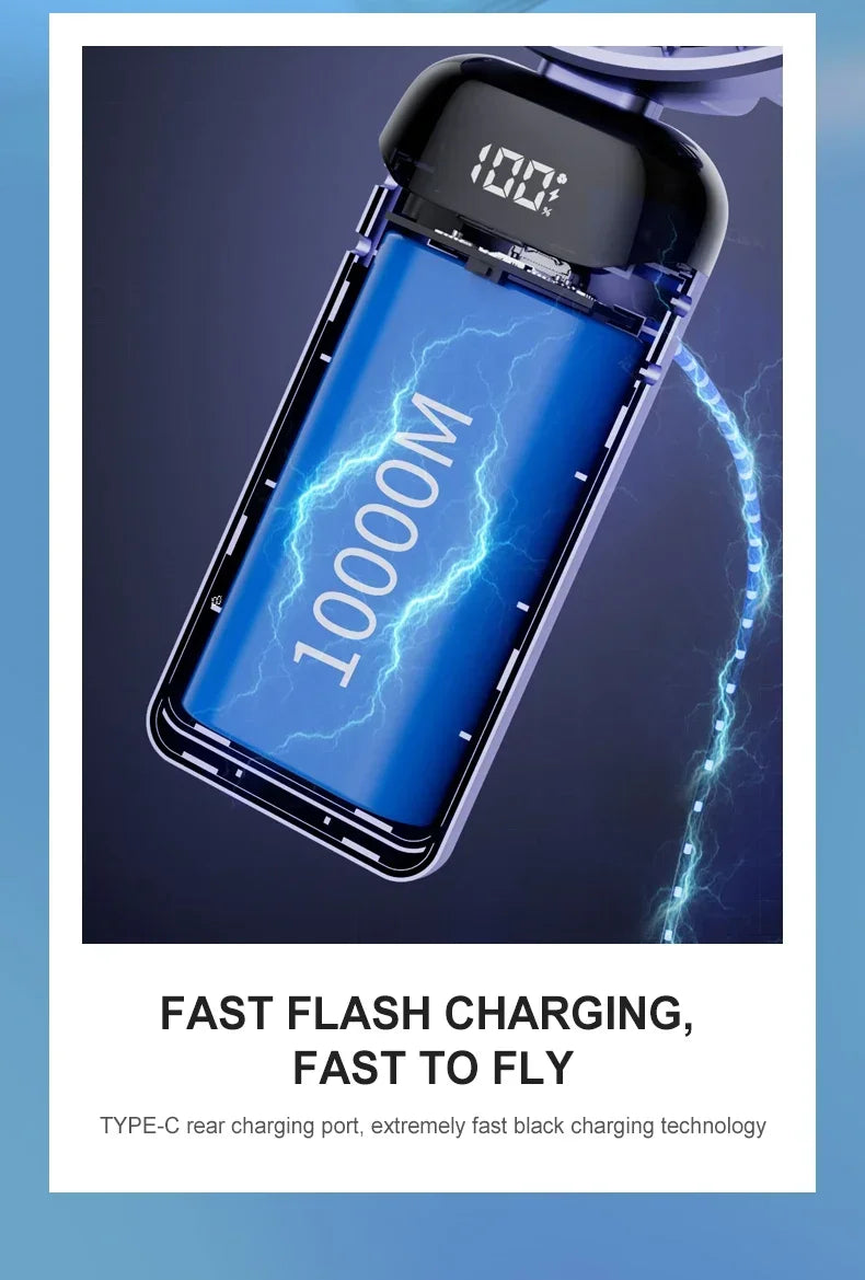 Hands-Free Cooling with Phone Mount: 5000mAh Battery