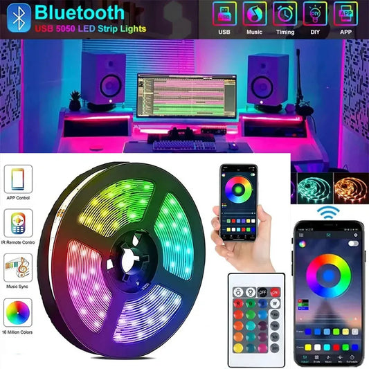 Bluetooth LED Strip Lights: RGB, App Control, 5V USB