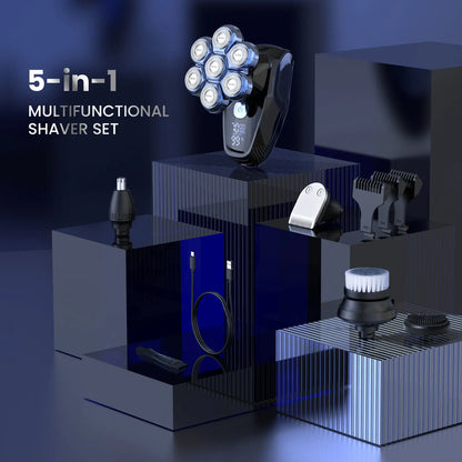 Bald Head Shaver Electric Razor, 5-in-1 Beard Trimmer Kit, Waterproof Mens Shaver