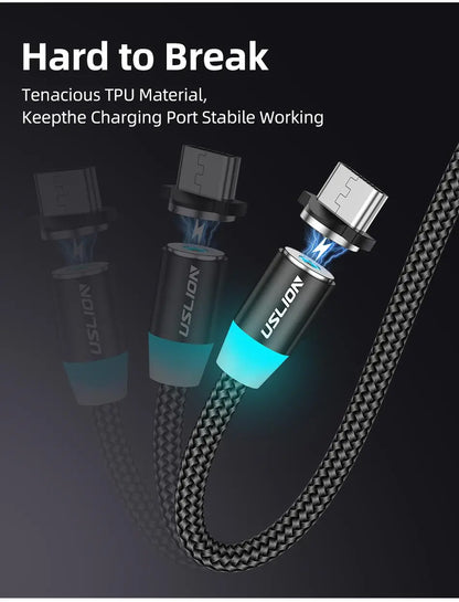 Cable Magnético USB Tipo C Micro USB iPhone Carga Rápida Transferencia Datos LED