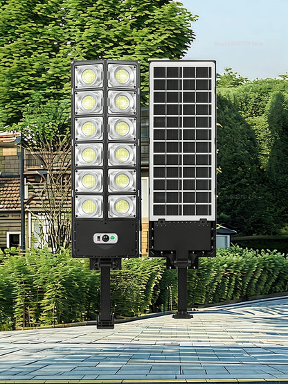 Luz LED Solar Exterior con Sensor de Movimiento, Impermeable, 3 Modos, Control Remoto