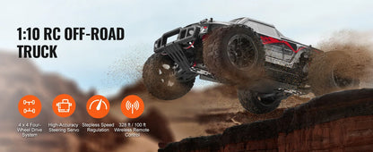 RC Monster Truck 4x4: 2 Batteries, 38KM/H Top Speed, Off-Road Action (Holiday Gift)