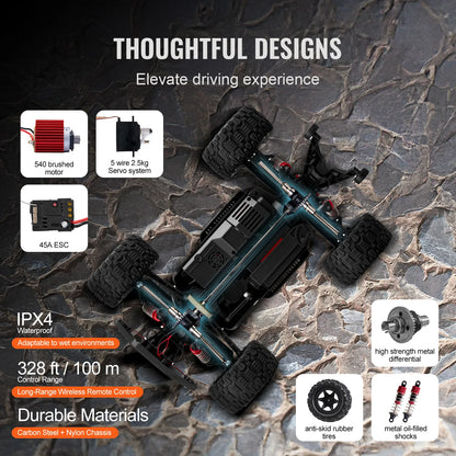RC Monster Truck 4x4: 2 Batteries, 38KM/H Top Speed, Off-Road Action (Holiday Gift)
