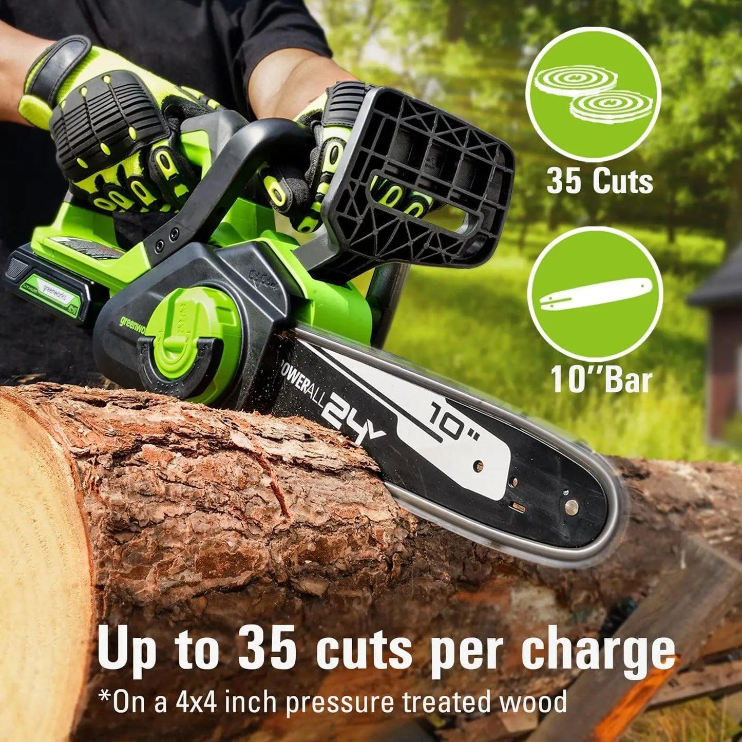 24V Cordless Chainsaw & Pole Saw Combo Kit - Battery and Charger Included