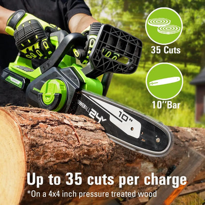 24V Cordless Chainsaw & Pole Saw Combo Kit - Battery and Charger Included