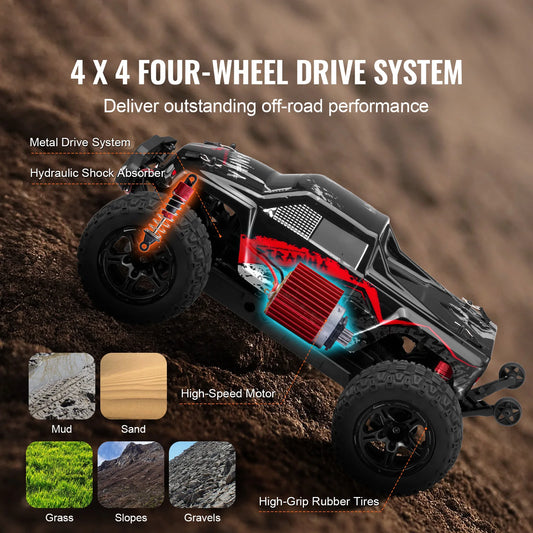 RC Monster Truck 4x4: 2 Batteries, 38KM/H Top Speed, Off-Road Action (Holiday Gift)