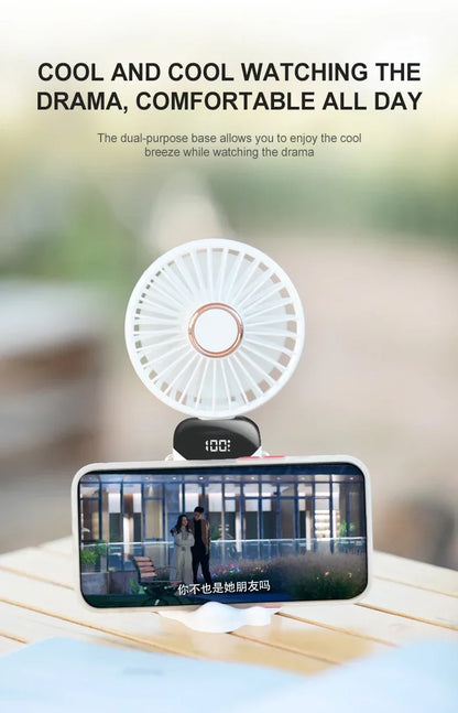 Hands-Free Cooling with Phone Mount: 5000mAh Battery