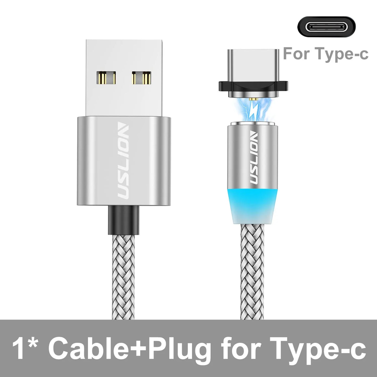 Cable Magnético USB Tipo C Micro USB iPhone Carga Rápida Transferencia Datos LED