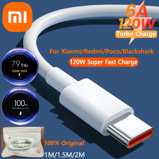 Xiaomi 120W USB-C Fast Charger Cable 6A - Mi 14/13T/12/11T Pro/Redmi/POCO F5/X5