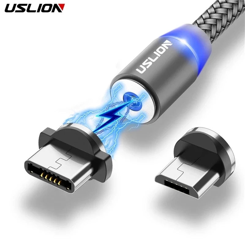 Cable Magnético USB Tipo C Micro USB iPhone Carga Rápida Transferencia Datos LED