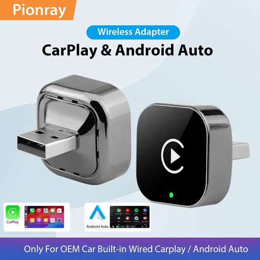 Adaptador Inalámbrico 2 en 1 CarPlay y Android Auto, 5GHz WiFi, USB/Tipo-C Plug and Play