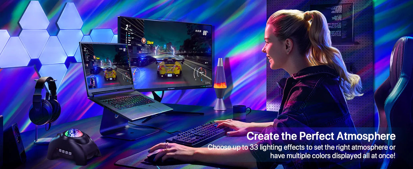 Proyector de Galaxias y Estrellas con Parlante Bluetooth, Ruido Blanco y Efecto Aurora, Color Gris