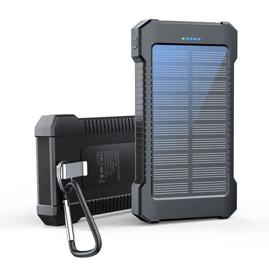 Compact Solar Power Bank Charger - 8000mAh Portable Battery with LED Light