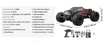 RC Monster Truck 4x4: 2 Batteries, 38KM/H Top Speed, Off-Road Action (Holiday Gift)