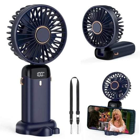 Hands-Free Cooling with Phone Mount: 5000mAh Battery