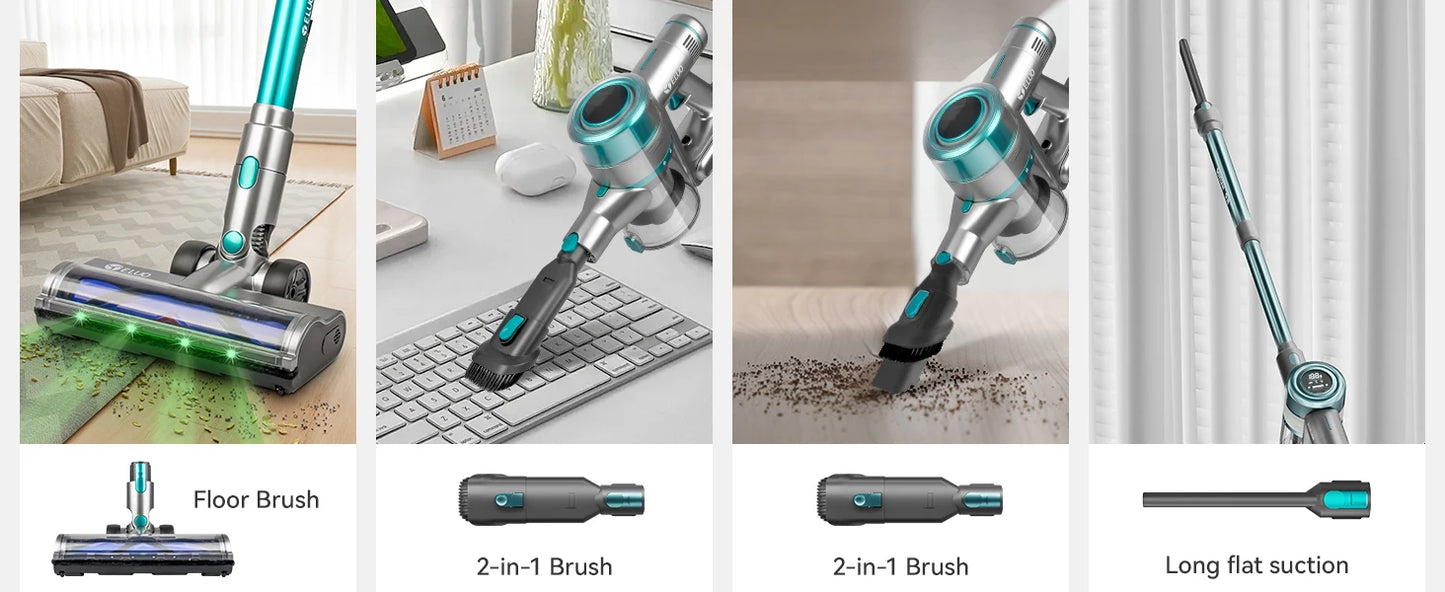 Lightweight E.LUO Cordless Vacuum with Powerful Suction & Dust Sensor - 60 Min Runtime, Perfect for Home, Pets & Auto