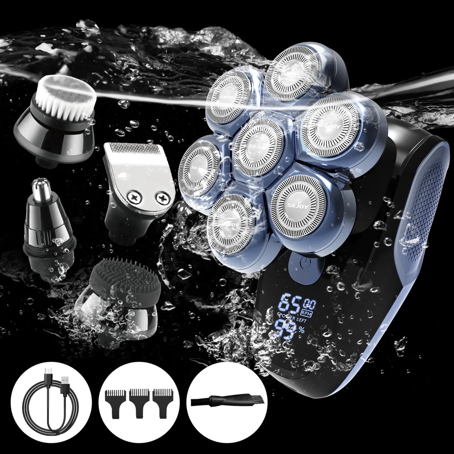 Bald Head Shaver Electric Razor, 5-in-1 Beard Trimmer Kit, Waterproof Mens Shaver