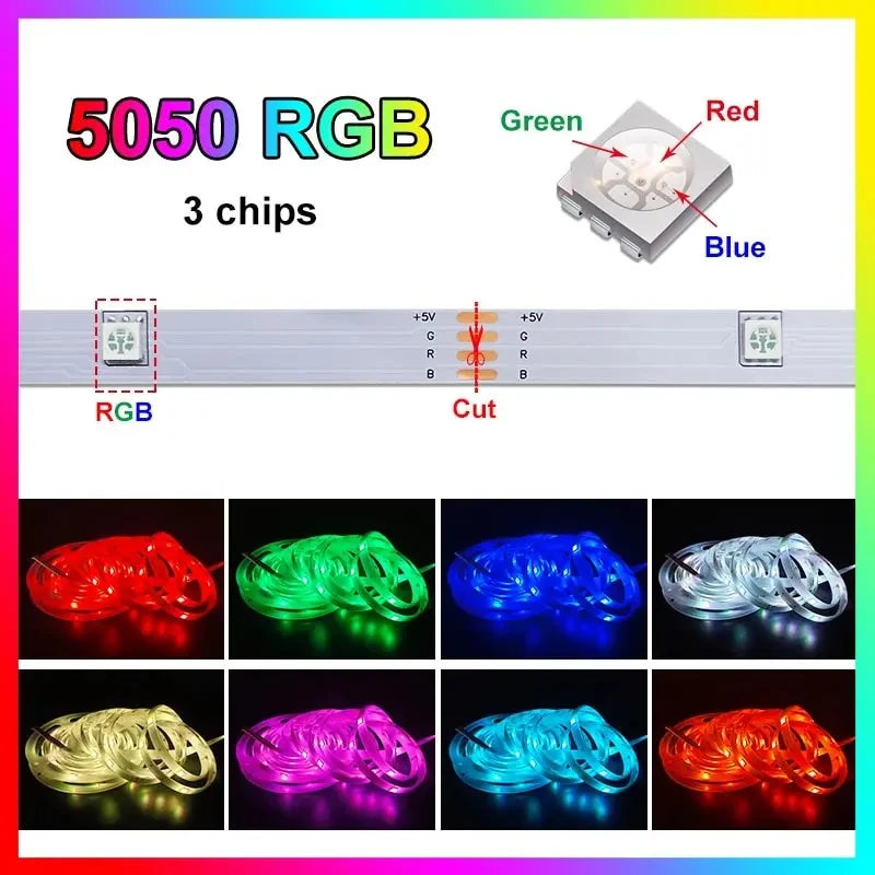 Bluetooth LED Strip Lights: RGB, App Control, 5V USB