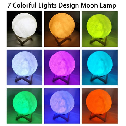 Lámpara de Luna LED 8cm con Soporte, Alimentada por Batería, Decoración de Dormitorio