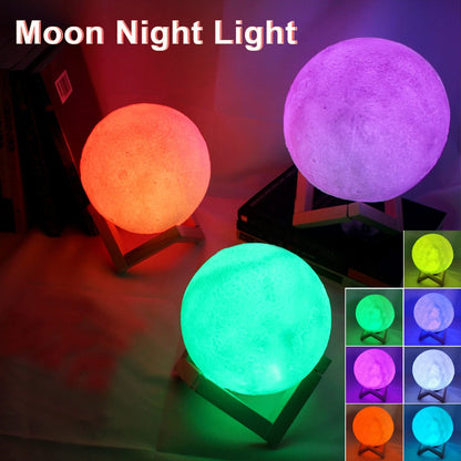 Lámpara de Luna LED 8cm con Soporte, Alimentada por Batería, Decoración de Dormitorio